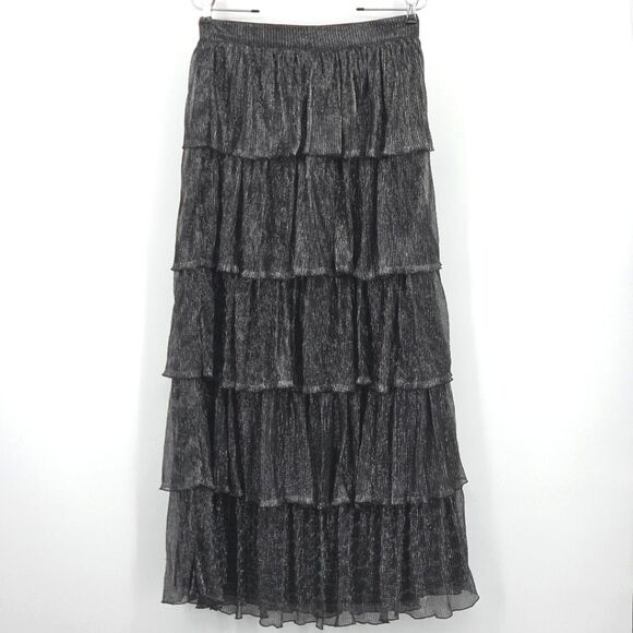 A Loves A Tiered Maxi Skirt Size Medium Broomstick Witchy Whimsygoth Dark Fairy - Picture 2 of 7